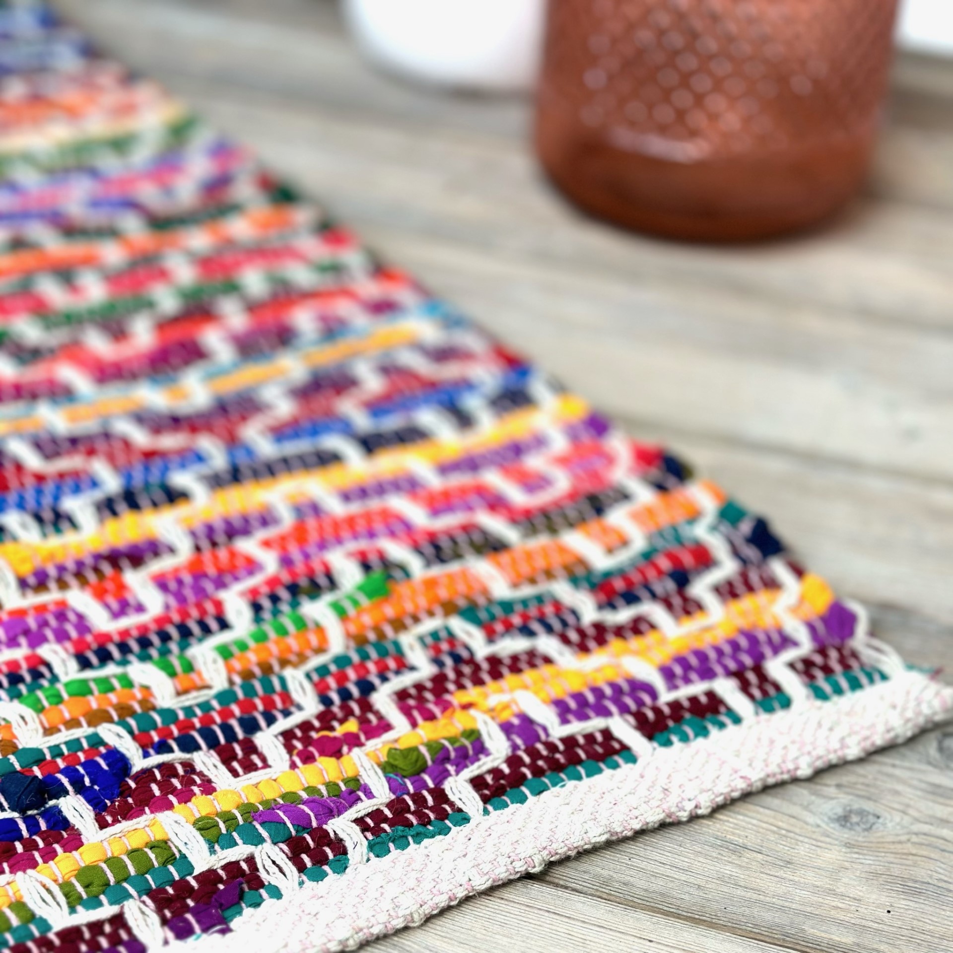Mandira Cotton Rag Rug 100% Recycled Cotton Indian Crafts 3 Sizes Fair Trade GoodWeave